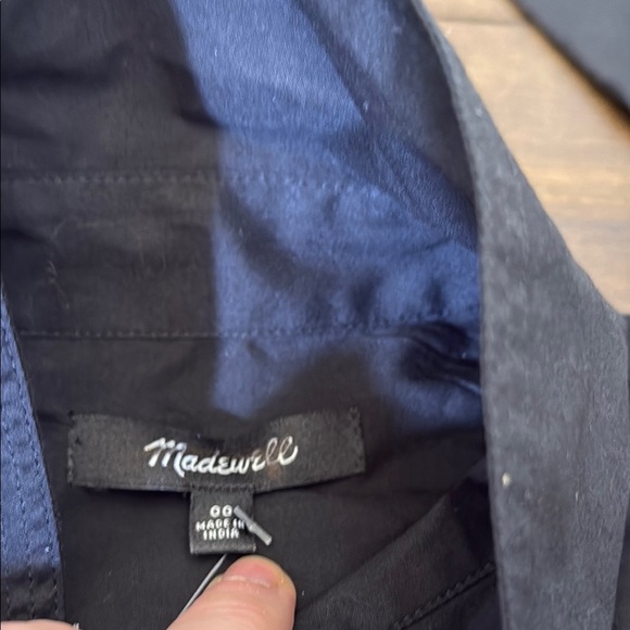 Madewell Seamed Long-Sleeve Mini Shirtdress in Poplin Size 00 - Picture 10 of 12